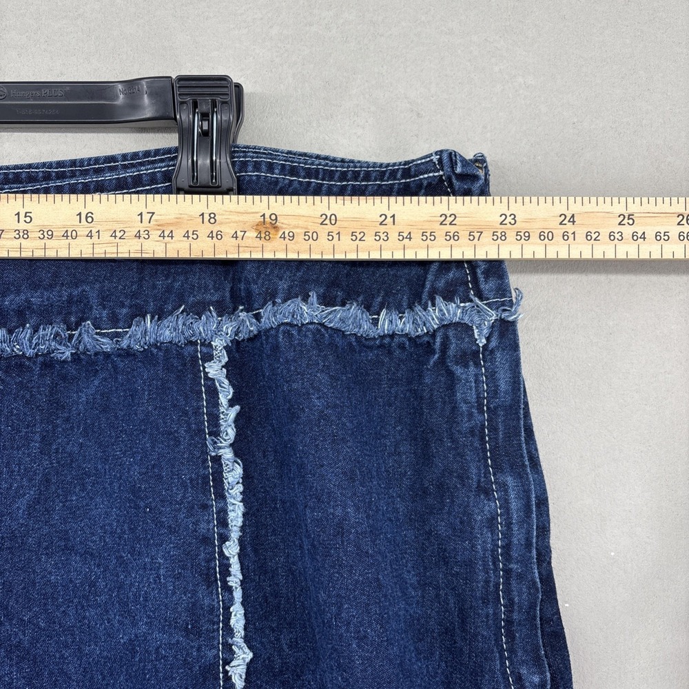 Ashley Stewart Denim Jean Skirt 26W Plus Size Patchwork Raw Hem Zip Detail Y2K - Picture 10 of 14